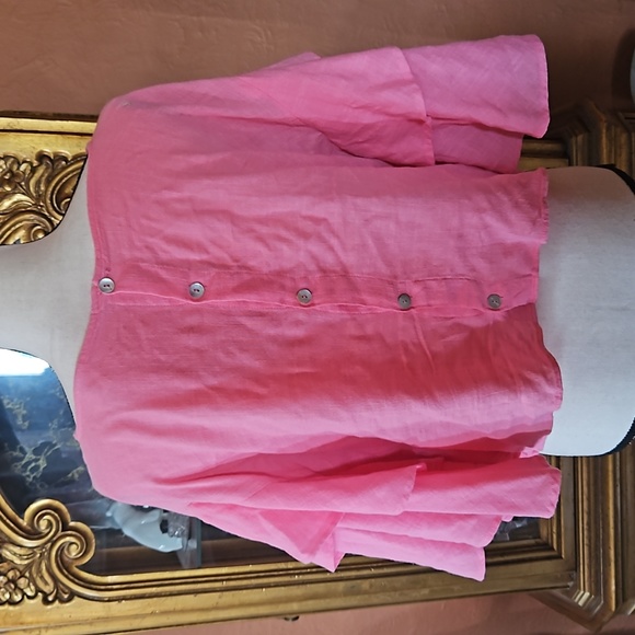 Lilka for Anthropologie Pink Cropped Ruffled Sleeved Top - Picture 5 of 9